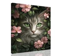 Paint by Numbers for Adults Flowers,Cat Painting by Numbers for Children,DIY Hand Painted Oil Painting Art Crafts,24X36Inch Wrinkle Free Canvas Kits for Room Decor,Gifts for Women (with Frame)kk-846