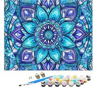 Paint by Numbers for Adults Flowers Oil Painting Mandala Paint by Numbers for Children DIY Color Acrylic Paintings Hobbies for Adults Women with 3 Brushes for Home Wall Room Decor, 30x40cm, Model11