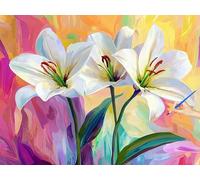 Paint by Numbers for Adults Flowers Paint by Numbers Lily Kits on Canvas Hobbies for Adults Women, DIY Acrylic Oil Painting Kits Without Frame, Gifts for Women Christmas Decorations 90x70cm Q-94
