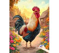 Paint by Numbers for Adults Flowers Painting by Numbers for Adults Beginner DIY Chicken Color Oil Painting on Canvas Art and Craft Kits Autumn Decorations Gifts for Women (Without Frame) 80x110cm J-76