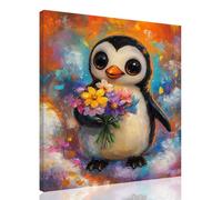 Paint by Numbers for Adults Flowers,Penguin Painting by Numbers for Children,DIY Hand Painted Oil Painting Art Crafts,24X36Inch Wrinkle Free Canvas Kits, Room Decor,Gifts for Women(with Frame)kk-530