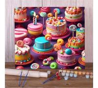 Paint by Numbers for Adults,Food Cake Painting by Number Kits on Canvas DIY Oil Painting with Paint Brushes and Acrylic Painting Kit Without Frame for Gift Home Wall Decor - 12x12 inch