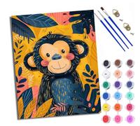 Paint by Numbers for Adults Forest Cartoon Monkey Painting by Numbers for Adults DIY Canvas Kits Crafts Kits for Relax and De-Stress Gift Home Decoration with Frame