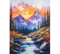 Paint by Numbers for Adults Forest, Mountain Paint by Numbers Kits for Adults Beginner Easy DIY Craft Oil Painting Art Kits with 3 Brushes, Acrylic Pigment Drawing for Room Decor, (24x32in), 1184