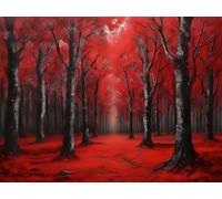 Paint by Numbers for Adults, Forest Red Paint by Numbers Kits, DIY Canvas Oil Painting Kit for Kids with Paint Brushes Acrylic Pigment Drawing, for Gifts Home Wall Decor (8x12in, Frameless) M-363