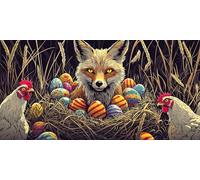 Paint by Numbers for Adults, Fox Easter Egg Painting by Number Kits On Canvas, Adults Beginners DIY Acrylic Oil Craft Art Painting Kits with Brushes Gifts for Home Wall Decor (24x48inch/60x120cm) w350