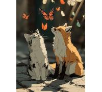 Paint by Numbers for Adults Fox Paint by Numbers for Children Cat, Hobbies for Adults Women Retro DIY Canvas Oil Paintings Kits Arts with Accessories for Home Wall Decor 24x35in Without Frame F-HM89