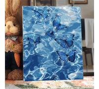 Paint by Numbers for Adults Frameless, Blue Pond Painting by Numbers for Adults, DIY Ripples Hand Painted Oil Painting Art Kits with Brushes and Acrylic, Home Decor Gift(30x40cm)