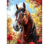 Paint by Numbers for Adults Frameless, Brown Horse Painting by Numbers for Adults, DIY Tree Hand Painted Oil Painting Art Kits with Brushes and Acrylic, Home Decor Gift(60x90cm)