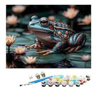 Paint by Numbers for Adults Frog, Lotus Painting by Number Kits, DIY Canvas Oil Painting Kit Hobbies for Adults Women with 3 Brushes and Acrylic for Room Decor 32x48Inch/80x120CM Without Frame L8-840