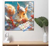 Paint by Numbers for Adults Fruit Paint by Numbers for Children Squirrel Canvas Oil Painting Kit for Beginner with Paint brushes Acrylic Pigment Drawing Paintwork,Decor Gifts(22x22in,55x55cm)YL813