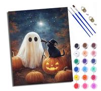 Paint by Numbers for Adults Ghost and The Black cat Stargazing Painting by Numbers for Adults DIY Canvas Kits Crafts Kits for Relax and De-Stress Gift Home Decoration with Frame