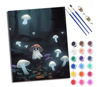Paint by Numbers for Adults Ghost Mushrooms in The Forest Painting by Numbers for Adults DIY Canvas Kits Crafts Kits for Relax and De-Stress Gift Home Decoration with Frame