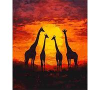 Paint by Numbers for Adults Giraffe, Sunset Painting by Numbers for Beginner, Acrylic DIY Colour in Canvas Oil Painting Art Crafts Kits for Wall Decor - (60x90cm/24x36 Inch, Without Frame) MK290