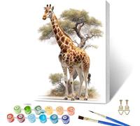 Paint by Numbers for Adults Giraffe, Tree Paint by Numbers Kits with Frame, DIY Arts and Crafts for Beginners Oil Paintings with Brushes and Acrylic, for Room Decor, Gifts for Women, 12x16in C-7945