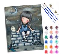Paint by Numbers for Adults Girl and owl on The Wall at Night Painting by Numbers for Adults DIY Canvas Kits Paint by Number Crafts Kits for Relax and De-Stress Gift Home Decoration 16x20 inch
