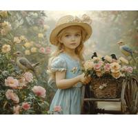 Paint by Numbers for Adults, Girl Diamond Painting Bird, Painting by Numbers for Adults Crystal Art, Acrylic Paint Brushes, Christmas Cross Stitch Kits Home Wall Decor (Without Frame, 60x80cm) U-649