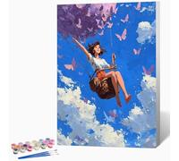 Paint by Numbers for Adults Girl Painting by Numbers for Adults Hot Air Balloon, Craft Art Painting Canvas Kits Bring Pigment and Brushes, Gifts for Women, Decor 28x38 inch (Without Frame) -LKF07624M