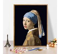 Paint by Numbers for Adults Girl with Pearl Earrings DIY Complete Painting Kit for Painting with Numbers with Brushes and Acrylic Paint,Home Office Decoration,Creative Gift 40 x 50 Cm (without frame)