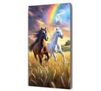Paint by Numbers for Adults, grassland horse Painting by Number Kits On Canvas, DIY Color Oil Painting Acrylic Paints Comes with 3 Different Sized Paintbrushes, Home Wall Decor 90x180cm 36x72in D-38