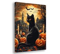 Paint by Numbers for Adults, Halloween Paint by Numbers for Adults with Frame, DIY Cat Oil Painting Arts and Crafts Kits on Canvas for Women's Hobbies, for Gifts and Home Wall Decor 20x28 Inch, H-78
