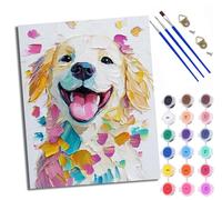 Paint by Numbers for Adults Happy Golden Retriever Color Painting by Numbers for Adults DIY Canvas Kits Crafts Kits for Relax and De-Stress Gift Home Decoration with Frame