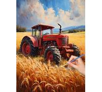 Paint by Numbers for Adults Harvest Day, Paint by Numbers Canvas Kits for Adults, 3 Nylon Brushes, Tractor Painting by Number Kits for Children, Wall Art for Home Decor, Gifts for Women 30x40cm, -8033