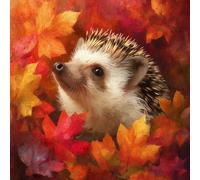 Paint by Numbers for Adults Hedgehog Paint by Numbers Maple Leaf Pattern Design, Acrylic Paintngs On Clear Symbols Colored Canvas, Easy DIY Acrylic Pigment Drawing Paintwork for Home Decor, 100X100CM