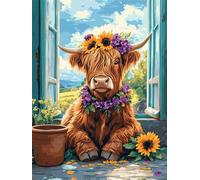 Paint by Numbers for Adults Highland Cattle Paint by Numbers Animal Painting Kits on Canvas,Crafts for Adults DIY Oil Hand Painting Kit,Acrylic Drawing Paintwork,Home Wall Decor Gifts 90x120cm E1-635