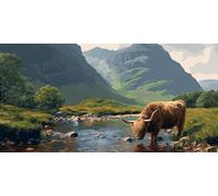 Paint by Numbers for Adults - Highland Cattle Paint by Numbers Kits for Beginner, Without Frame DIY Acrylic Oil Adult Painting by Number Canvas Kits, Perfect for Home Wall Decor Gifts 72x36in z-227