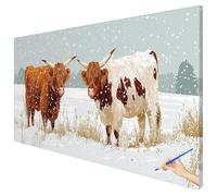 Paint by Numbers for Adults Highland Cow 100x40cm Large Animals Painting by Numbers for Adults Beginner DIY Color Oil Paintings on Canvas Kits with Acrylic Paints Brushes Autumn Decorations Gifts M-29
