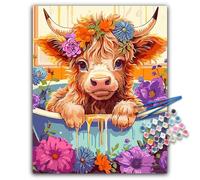 Paint by Numbers for Adults - Highland Cow Adult Paint by Numbers Kits on Canvas for Beginner without Frame, DIY Cow Acrylic Oil Painting by Number for Adults, Perfect for Gift Home Decor (16x20 inch)