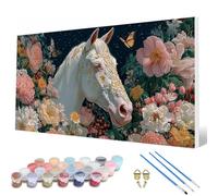 Paint by Numbers for Adults, Horse Paint by Numbers Flowers Painting Kits for Adults Pattern Design DIY Art Crafts for Home Room Decor, Wall Art, Bedroom Decor, Gifts for Women 60x120cm -hcw2507I5