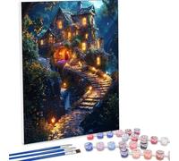 Paint by Numbers for Adults, House Architecture Painting by Number Kits On Canvas, Adults Beginners DIY Acrylic Oil Craft Art Painting Kits with Brushes Gifts for Home Wall Decor 20x28in PjY4237 B-O