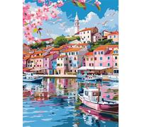 Paint by Numbers for Adults House, Lake Paint by Numbers Kits for Children Beginners with Paintbrushes Acrylic Pigment Drawing, DIY Oil Painting by numbers Art Crafts for Women Gifts 12x16 Inch