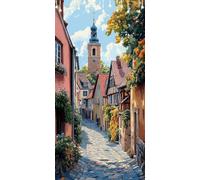 Paint by Numbers for Adults House Paint by Numbers Kits Street DIY Canvas Oil Painting Kit for Kids or Beginner with 3 - Brushes and Acrylic, Art and Craft for Adults 70X140cm Without Frame P0-45