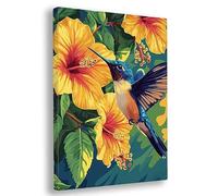 Paint by Numbers for Adults Hummingbird, 28x36 Inch Flower Paint by Numbers Kits for Adults Beginner, DIY Oil Painting Acrylic Paints, Canvas Art Kits for Kids, Gifts and Wall Decor, with Frame, H-18