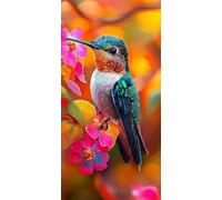 Paint by Numbers for Adults, Hummingbird Flower Painting by Number Kits On Canvas, Adults Beginners DIY Acrylic Oil Craft Art Painting Kits with Brushes for Home Wall Decor (12x24inch/30x60cm) w-226