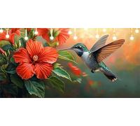 Paint by Numbers for Adults Hummingbird Paint by Numbers Kits Flower DIY Canvas Oil Painting Kit 50X110cm for Kids or Beginner with Brushes Acrylic Pigment, Without Frame, Halloween Decorations L6-423