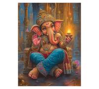 Paint by Numbers for Adults, India Painting by Numbers Ganesha 12x16Inch, DIY Hobbies for Adults Women, Painting on Canvas Using Acrylic Paint and Brushes, Wall Art Set for Room Decor Gifts LSJ281