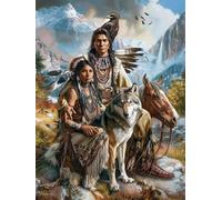 Paint by Numbers for Adults Indian Couple, DIY Painting by Numbers Kits on Canvas, Paint by Numbers Native American Without Frame, Adult Paint by Numbers for Home Wall Decoer 16x24Inch/40x60cm -PT362