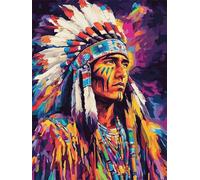 Paint by Numbers for Adults Indian Man Native American Paint by Numbers On Canvas, DIY Painting by Numbers for Adults, Paint by Numbers Kits with Acrylic Pigment 28x40 Inch (Without Framed) -YH646