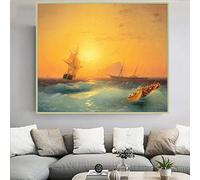 Paint by Numbers for Adults Ivan Aivazovsky《American Shipping Off The Rock of Gibraltar》 Adults Paint Kits Canvas Gifts Arts Crafts for Home Decor