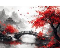Paint by Numbers for Adults Japan Acrylic Adult Painting by Numbers Kits on Canvas, Landscape DIY Color Oil Painting Acrylic Paints, Hobbies for Adults Women Home Wall Decor 12x16inch/30x40 cm X-9023