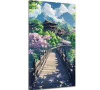 Paint by Numbers for Adults Japan Paint by Numbers with Frame, Hobbies for Adults Women DIY Canvas Oil Painting Kits with Brushes Acrylic Pigment, Room Decor, Gift for Women, 50x100cm Bridge k-1411
