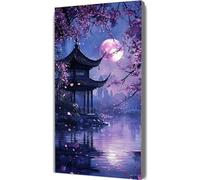 Paint by Numbers for Adults Japan Paint by Numbers with Frame Moon Painting Kits on Canvas,Crafts for Adults DIY Oil Hand Painting Kit,Acrylic Drawing Paintwork,Home Wall Decor Gifts 80x160cm LE-151