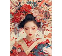Paint by Numbers for Adults Japan Paint by Numbers Woman for Children Beginners, DIY Acrylic Canvas Paintings Kits Hobbies for Adults Women for Halloween Decorations Gifts for Women 30x40cm A-41