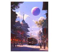 Paint by Numbers for Adults, Japan Painting by Numbers for Children Crafts Tram 40x54in, DIY Hobbies for Adults Women,Painting on Canvas Using Acrylic Paint and Brushes,Wall Art for Room Decor LSJ3871