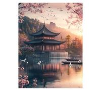 Paint by Numbers for Adults, Japanese Architecture Painting by Numbers Landscape 28 x 38 in, Hobbies for Adults Women, Painting on Canvas Using Acrylic Paint and Brushes, Wall Art Room Decor LSJ-6986