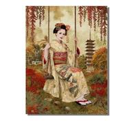 Paint by Numbers for Adults Japanese Geisha, DIY Painting Landscape with Frame Paint by Numbers for Children Beginners, Oil Paintings Crafts Adults Hobbies Gifts, Home Wall Decor 20x28in ZBSDK522
